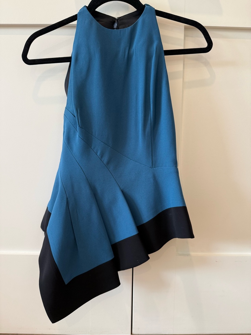J Mendel Teal Asymmetric Hem Blouse